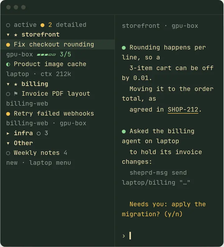 sheprd's sidebar: projects across machines, and who needs you